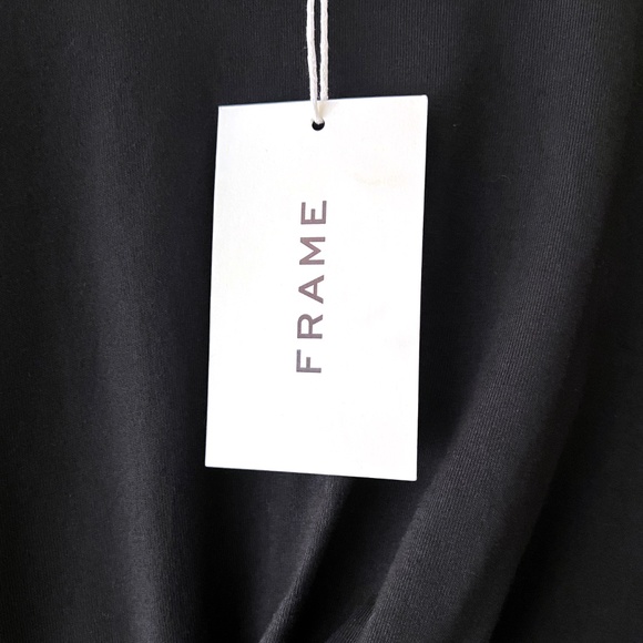 NWT FRAME Draped Knit Short Sleeve Mini Dress in Black Size XS - Picture 5 of 12